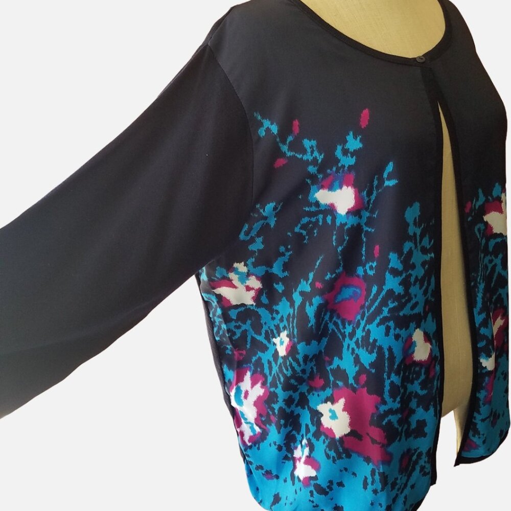 Investments II Plus Size Abstract Floral-Print Cardigan - 2X - Picture 7 of 10